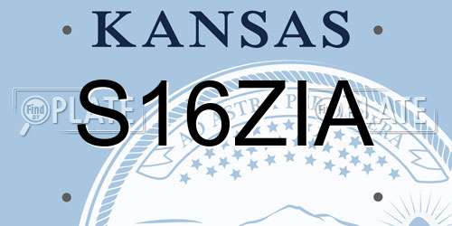 S16ZIA Kansas License Plate
