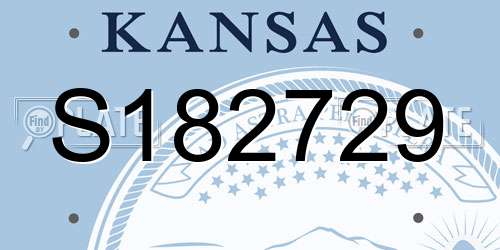 S182729 Kansas License Plate