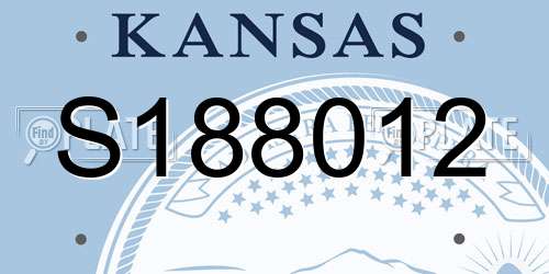 S188012 Kansas License Plate