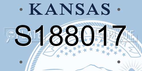 S188017 Kansas License Plate