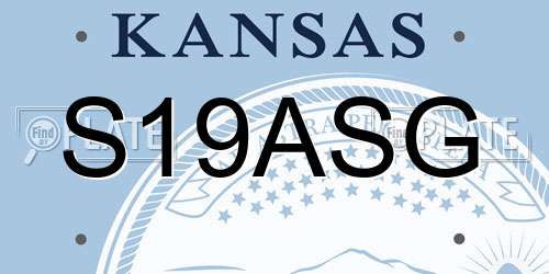 S19ASG Kansas License Plate