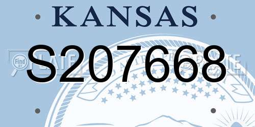 S207668 Kansas License Plate