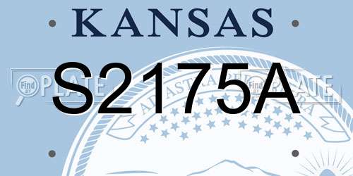 S2175A Kansas License Plate