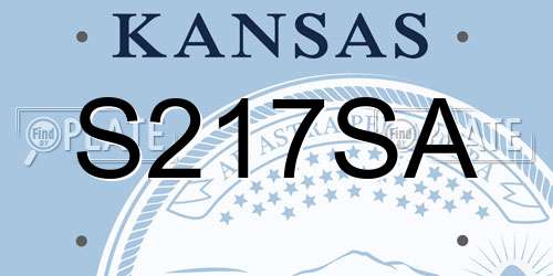S217SA Kansas License Plate
