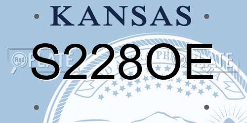 S228OE Kansas License Plate
