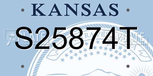 S25874T Kansas License Plate