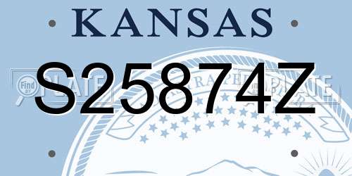 S25874Z Kansas License Plate