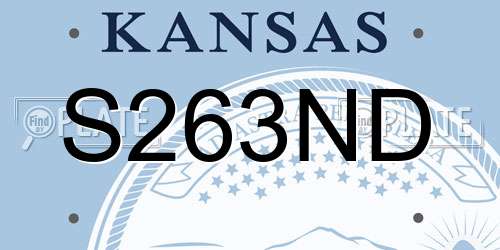 S263ND Kansas License Plate