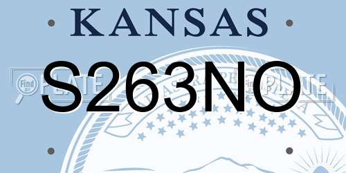 S263NO Kansas License Plate