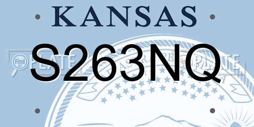 S263NQ Kansas License Plate