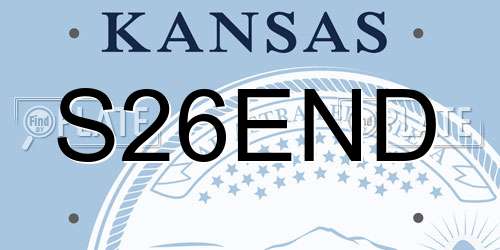 S26END Kansas License Plate