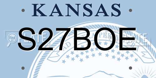 S27BOE Kansas License Plate