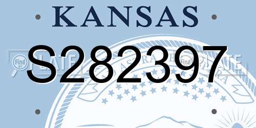 S282397 Kansas License Plate