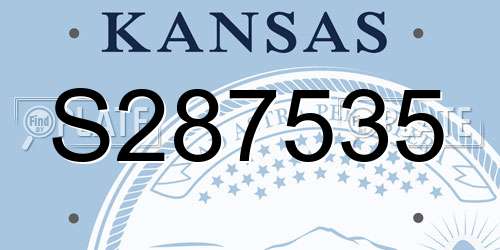 S287535 Kansas License Plate