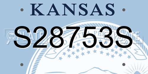 S28753S Kansas License Plate