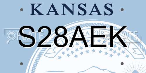 S28AEK Kansas License Plate