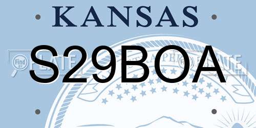S29BOA Kansas License Plate