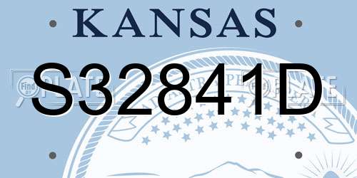 S32841D Kansas License Plate