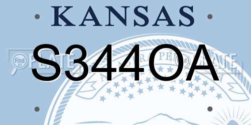 S344OA Kansas License Plate