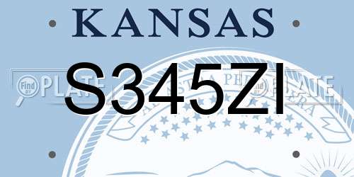 S345ZI Kansas License Plate