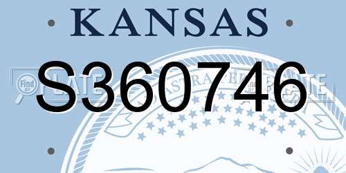 S360746 Kansas License Plate