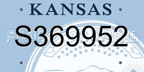 S369952 Kansas License Plate
