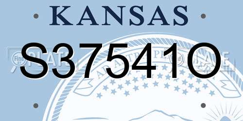 S37541O Kansas License Plate