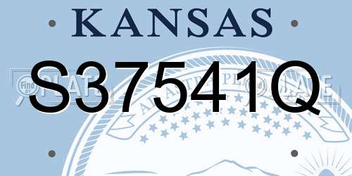 S37541Q Kansas License Plate