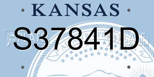 S37841D Kansas License Plate