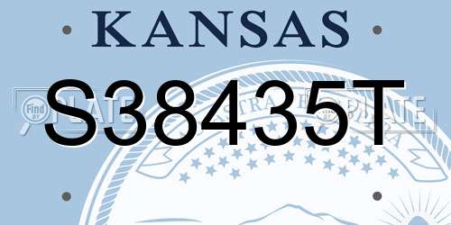S38435T Kansas License Plate