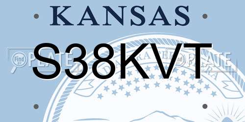 S38KVT Kansas License Plate