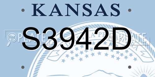 S3942D Kansas License Plate