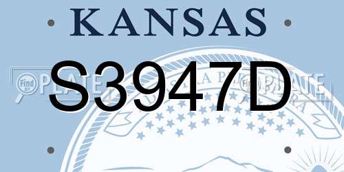 S3947D Kansas License Plate