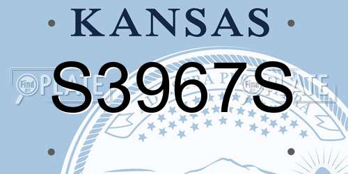 S3967S Kansas License Plate