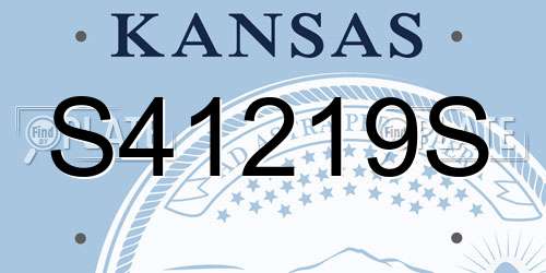 S41219S Kansas License Plate