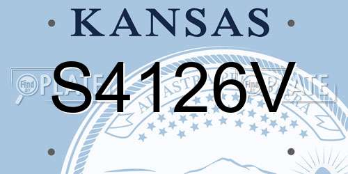 S4126V Kansas License Plate