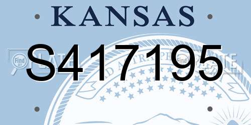 S417195 Kansas License Plate