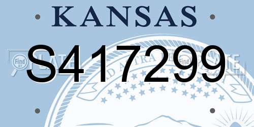 S417299 Kansas License Plate