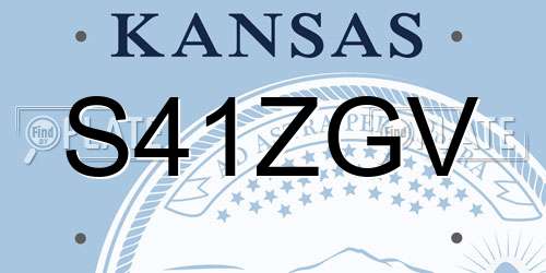 S41ZGV Kansas License Plate