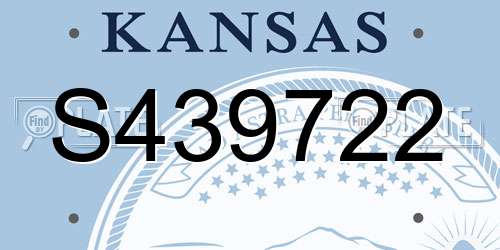 S439722 Kansas License Plate