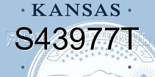 S43977T Kansas License Plate