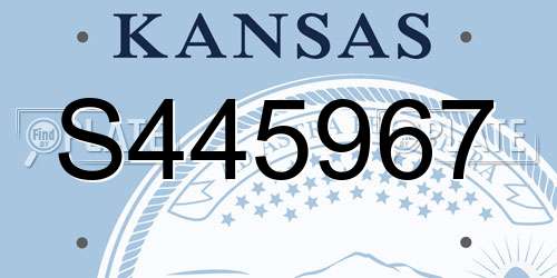 S445967 Kansas License Plate