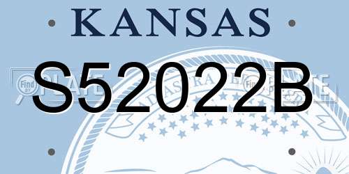 S52022B Kansas License Plate