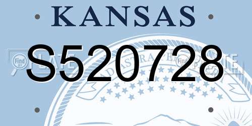 S520728 Kansas License Plate