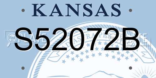 S52072B Kansas License Plate