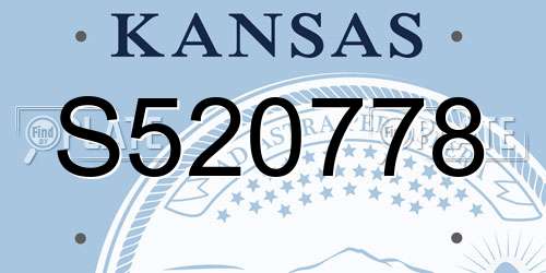 S520778 Kansas License Plate