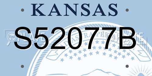 S52077B Kansas License Plate