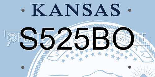 S525BO Kansas License Plate