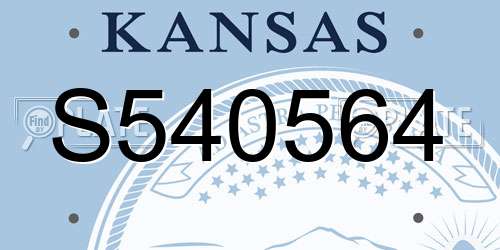 S540564 Kansas License Plate