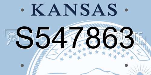S547863 Kansas License Plate